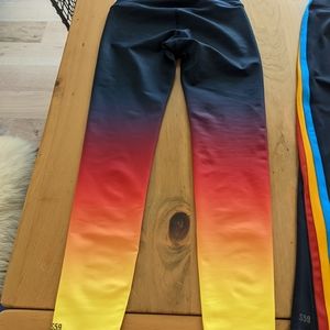 Splits59 Kinney High Waist 7/8 Ombre Legging in Indigo/Crimson XS